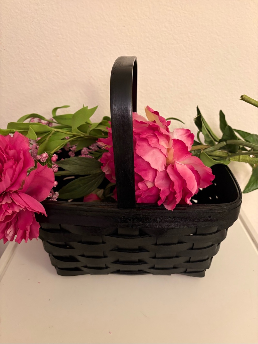 Vintage 1997 Longaberger Spring Basket Painted Black, Flowers Not Included